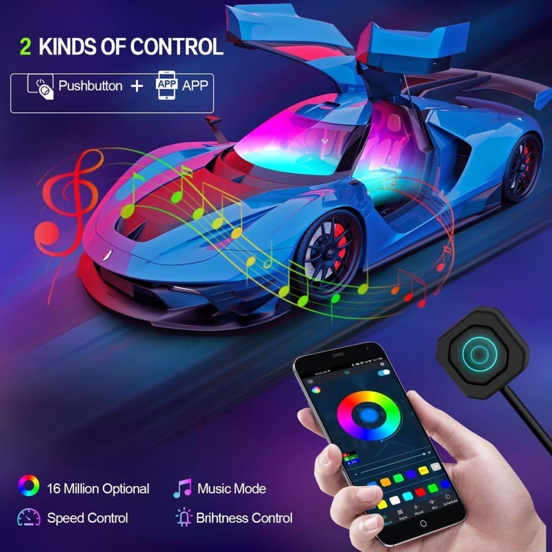 WEBUPAR Dreamcolor Acrylic Interior Car Lights, Car Accessories 6 in 1 Car LED Strip Lights with APP Control and 213 Modes, 175 inches 593 LEDs Fiber Optic Lights, RGB Neon Car Lighting - Image 4